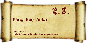 Mány Boglárka névjegykártya