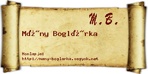 Mány Boglárka névjegykártya